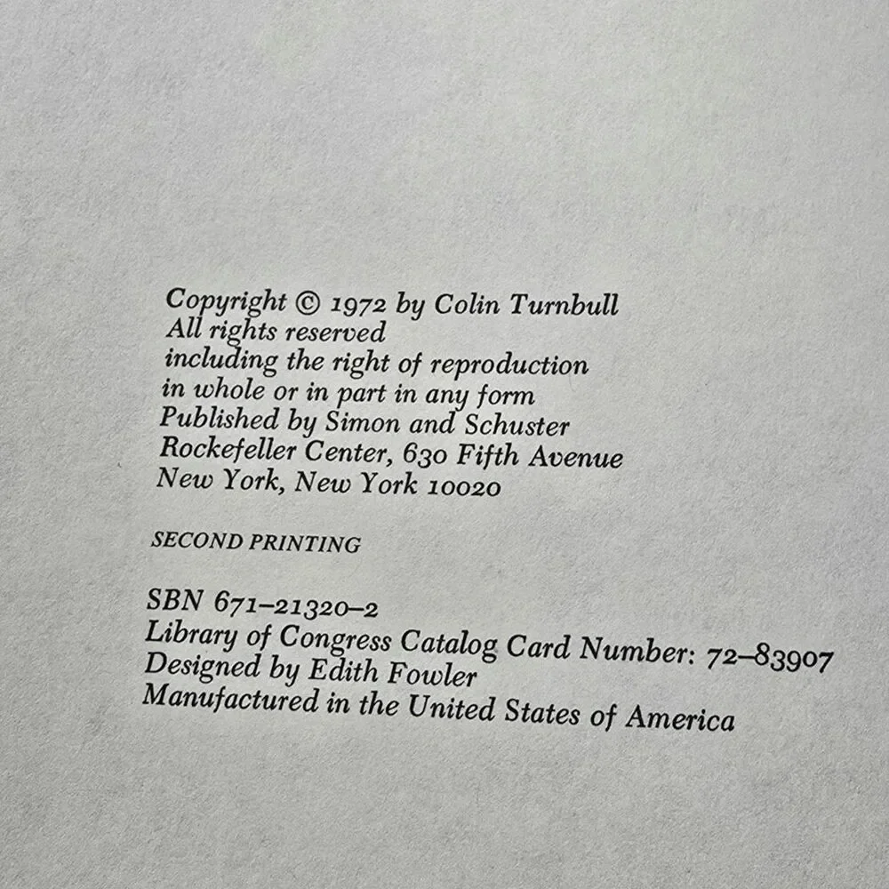1972 Vintage The Mountain People By Colin Turnbull